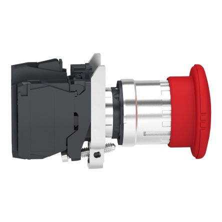 Schneider Electric Harmony Series Trigger Action Emergency Stop Push Button, Panel Mount, 22.5 mm Cutout, 2 NC, IP66,