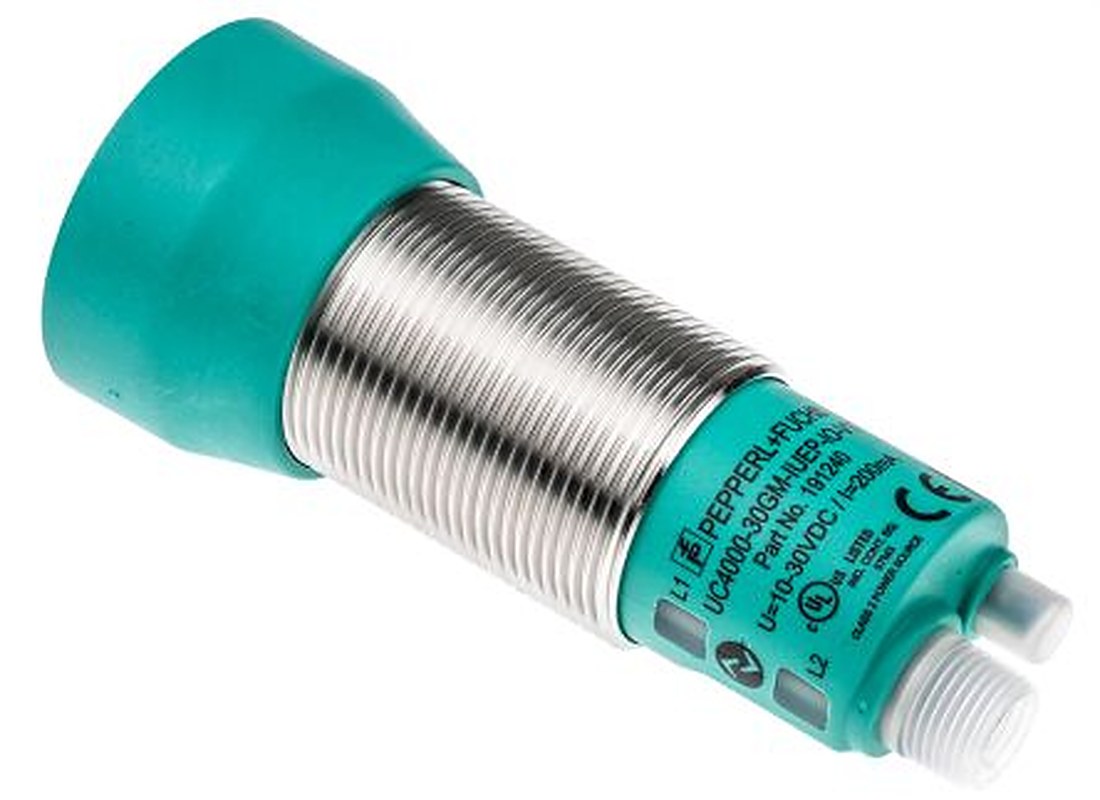 Pepperl + Fuchs UC4000-30GM-IUEP-IO-V15 Barrel Ultrasonic Proximity Sensor, M12 4000 mm 200mA IO-Link 3V 30 V dc