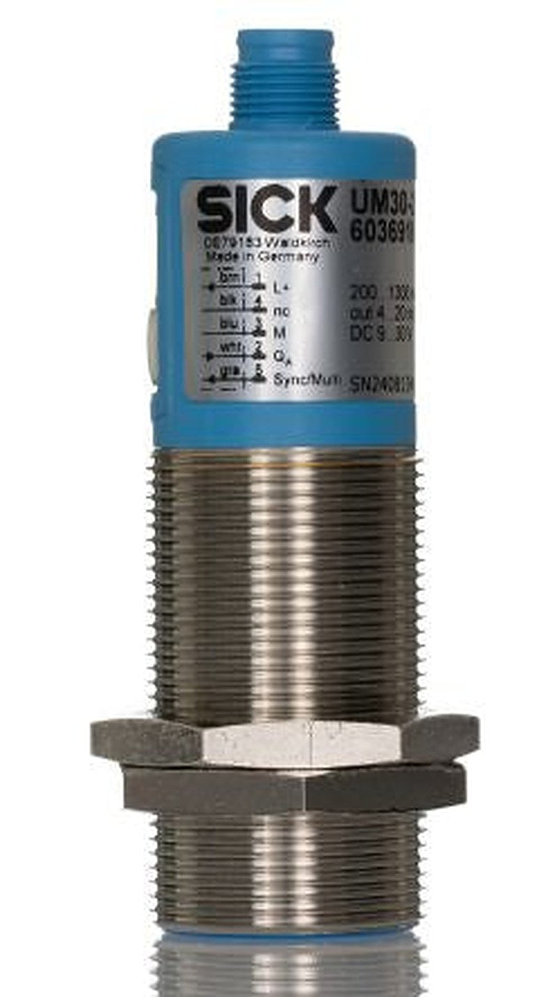 SICK UM30-213113 Threaded Barrel Ultrasonic Proximity Sensor UM, M30 x 1.5 2000 mm 200mA 4 to 20 mA 3V 30 V dc