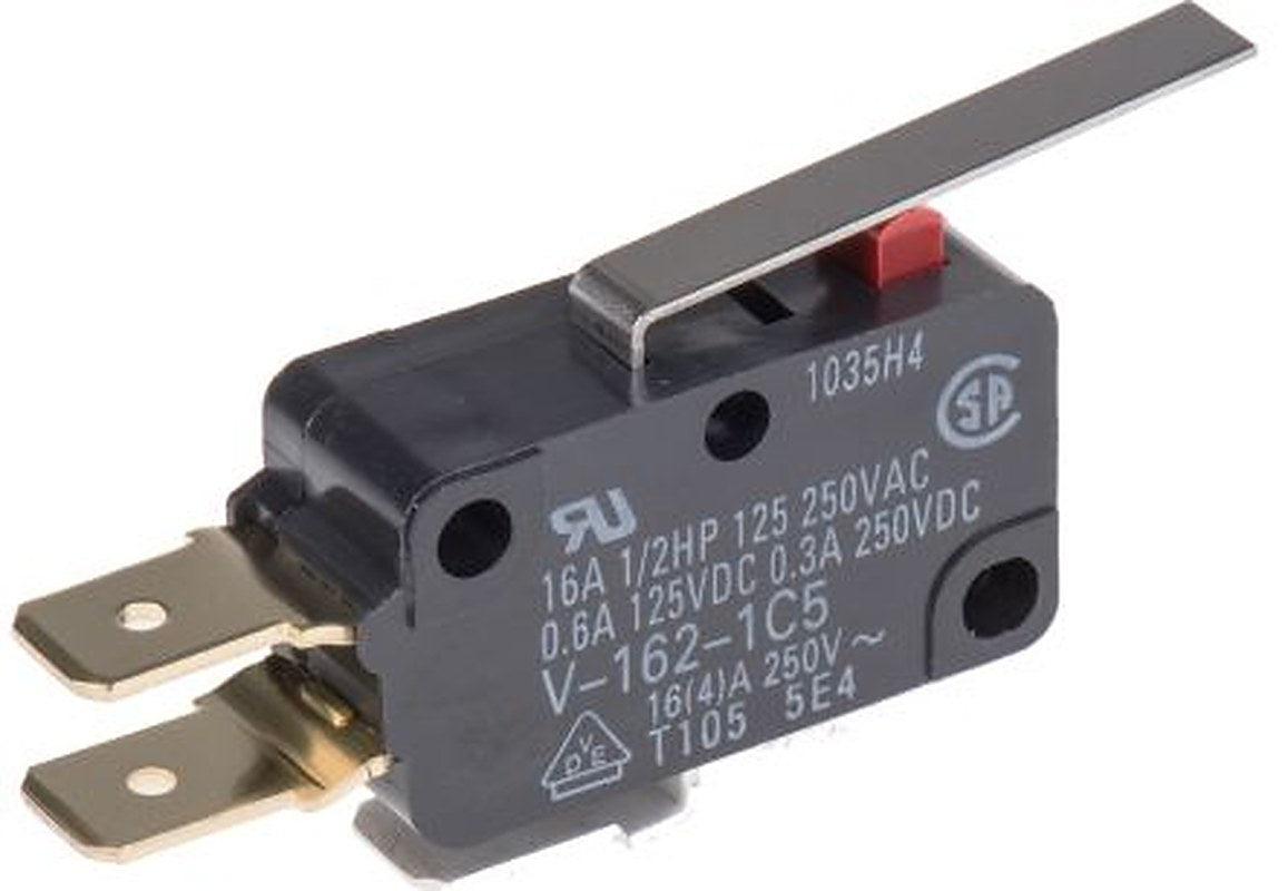 Omron Long Hinge Lever Micro Switch, Tab Terminal, 16A, 250 V ac, SPDT, IP40