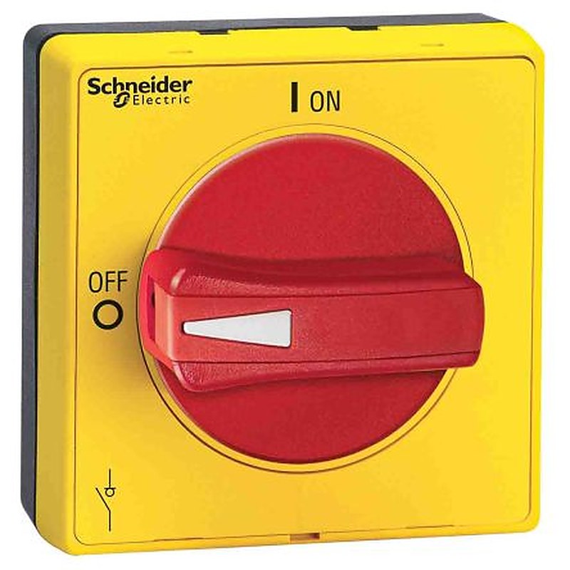 Schneider Electric Red, Yellow Rotary Handle, 2.56 in, TeSys Series