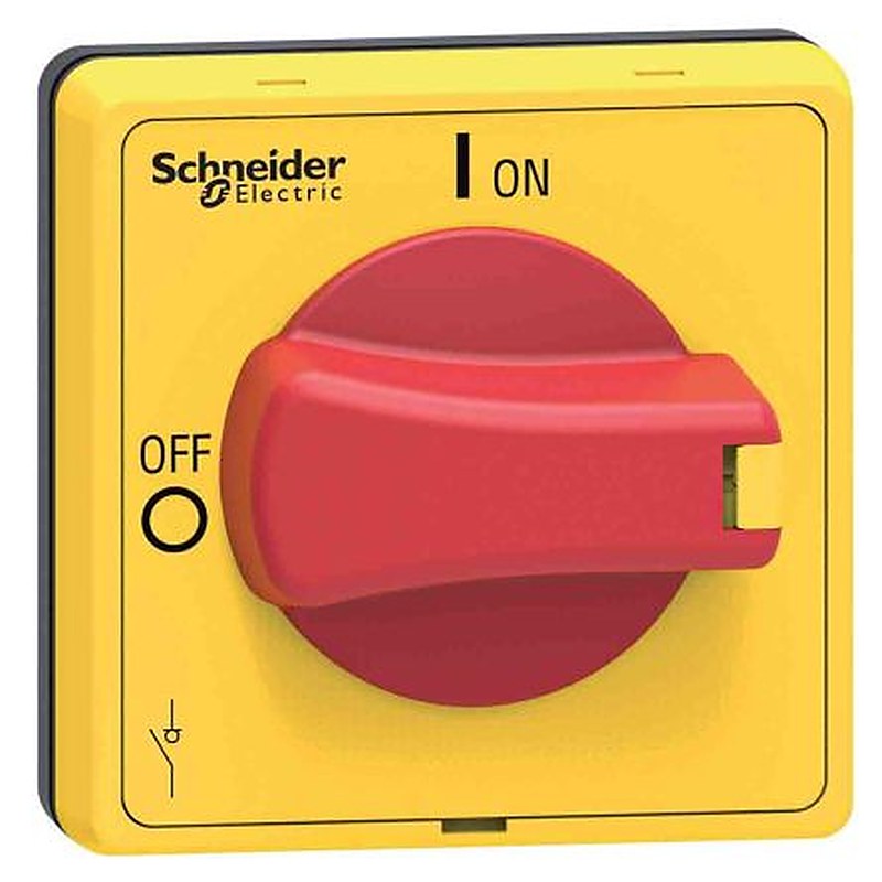 Schneider Electric Red, Yellow Rotary Handle, 1.89 in, TeSys Series