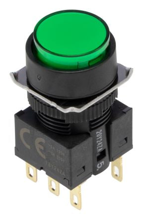 Omron A16 Series Push Button Switch, Momentary, Panel, 16 mm Cutout, DPDT, IP66