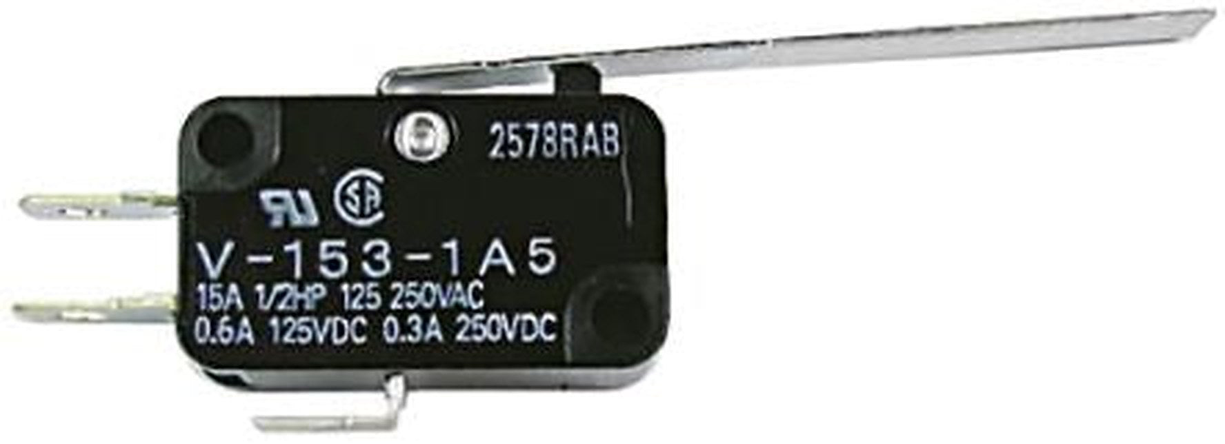 Omron Long Hinge Lever Micro Switch, Tab Terminal, 100mA, 250 V ac, SPDT, IP40