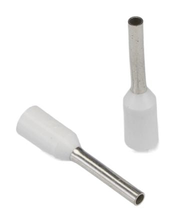 Phoenix Contact, 32 Insulated Crimp Bootlace Ferrule, 8 mm Pin Length, 1.1 mm Pin Diameter, White to 20 AWG Wire Size