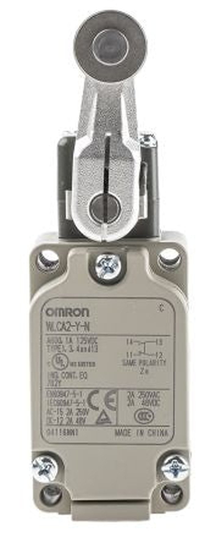 Omron WL Series Roller Lever Limit Switch, IP67, PVC, 316L Stainless Steel, Brass, Ethylene Propylene Diene Monomer,