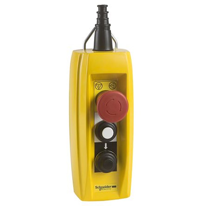 Schneider Electric Snap Action Push Button Control Station - SPST, Glass Reinforced Polyester, 3 Cutouts, Black, White,