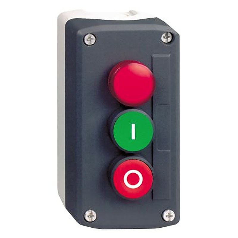 Schneider Electric Spring Return Enclosed Push Button - SPST, Polycarbonate, Red, Green, I/O, IP66, IP67