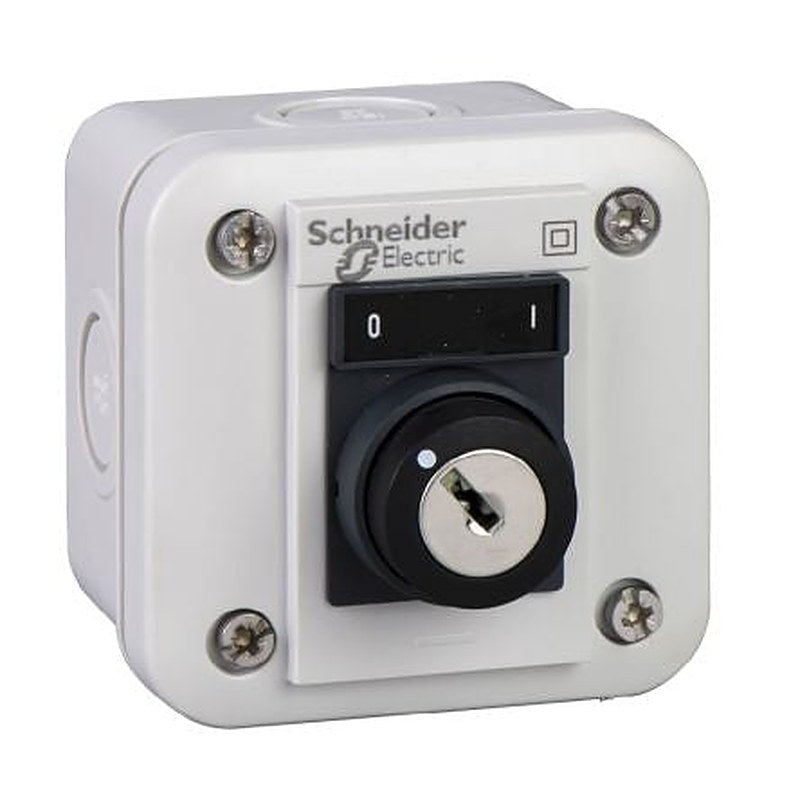 Schneider Electric Push Button Control Station - SPDT, Polycarbonate, 1 Cutouts, Black, I/O, IP54