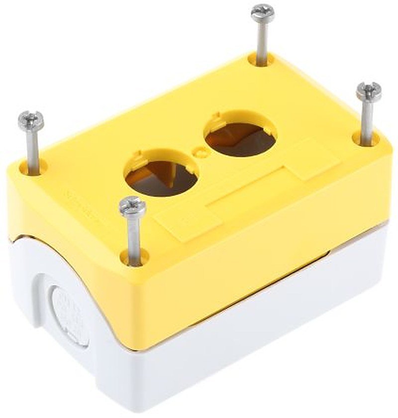 Schneider Electric Yellow Plastic Harmony Push Button Enclosure - 2 Hole 22 mm Diameter