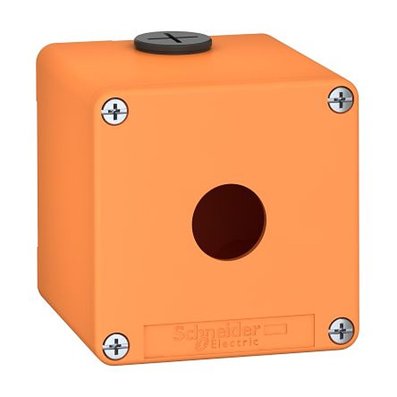Schneider Electric Orange Die Cast Zinc Harmony Empty Control Station - 1 Hole 22 mm Diameter