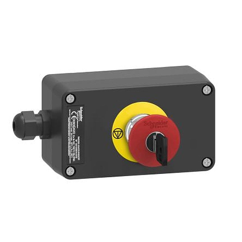 Schneider Electric XAWG Series Key Release Emergency Stop Push Button, Surface Mount, 40 mm Cutout, 1 NC/1 NC, IP65