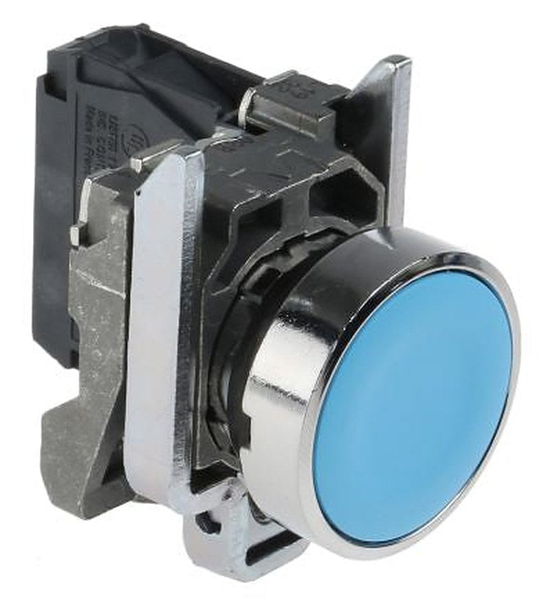 Schneider Electric Harmony XB4 Series Push Button Switch, Spring Return, Panel, 22 mm Cutout, SPST, Blue LED, IP66,