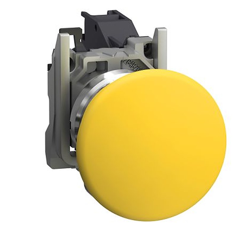 Schneider Electric Harmony XB4 Series Push Button Switch, Spring Return, Through Hole, 22 mm Cutout, 1 NO, Yellow LED,