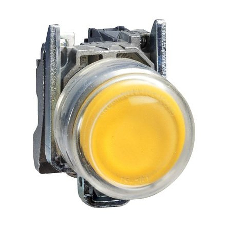 Schneider Electric Harmony Series Push Button Switch, Spring Return, Panel, 22 mm Cutout, SPST, Yellow LED, IP66, IP67