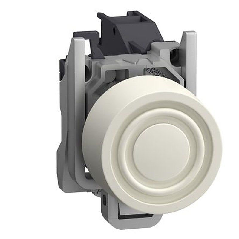 Schneider Electric Harmony XB4 Series Push Button Switch, Spring Return, Through Hole, 22 mm Cutout, 1 NO, White LED,