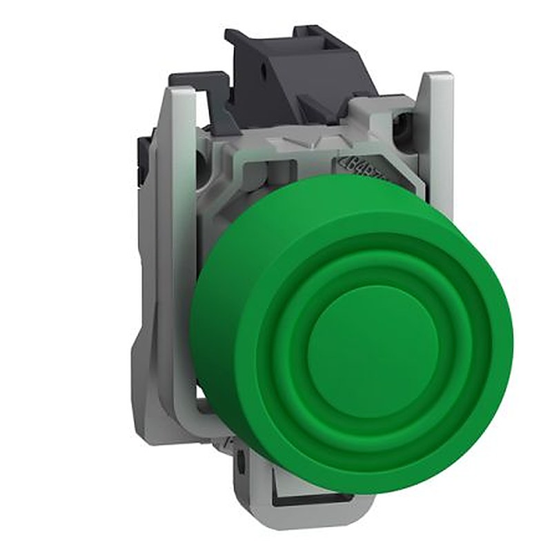 Schneider Electric Harmony XB4 Series Push Button Switch, Spring Return, Through Hole, 22 mm Cutout, 1 NO, Green LED,