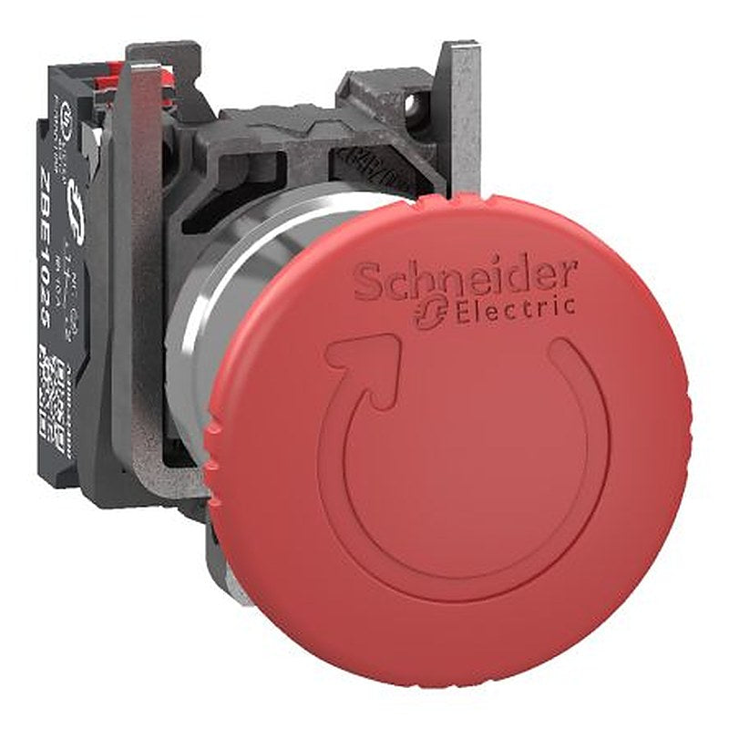 Schneider Electric XB4BS Series Push Button Emergency Stop Push Button, Hole Fixing, 22.5 mm Cutout, IP66, IP67, IP69