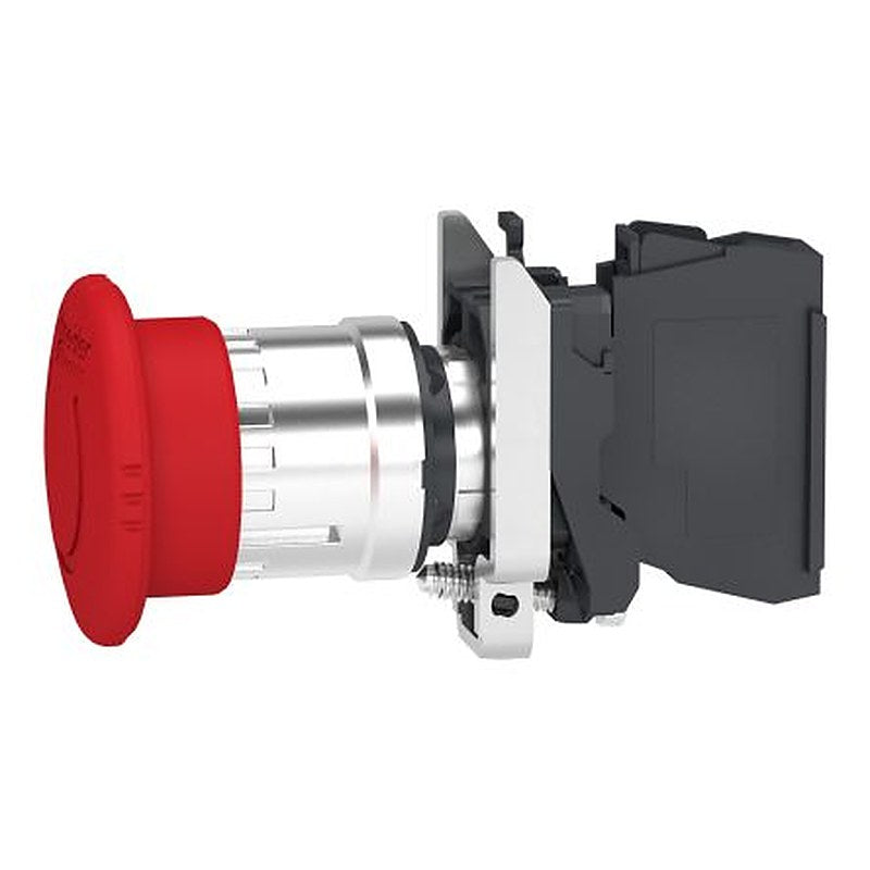 Schneider Electric Harmony Series Trigger Action Emergency Stop Push Button, Panel Mount, 22.5 mm Cutout, 1 NC, IP66,