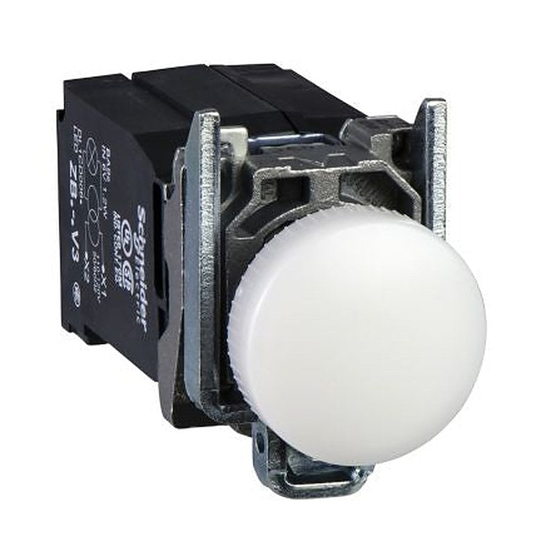 Schneider Electric, XB4, Flush White LED Pilot Light, 22 mm Cutout, IP66, IP67, IP69K, Round, 440V, 460 V