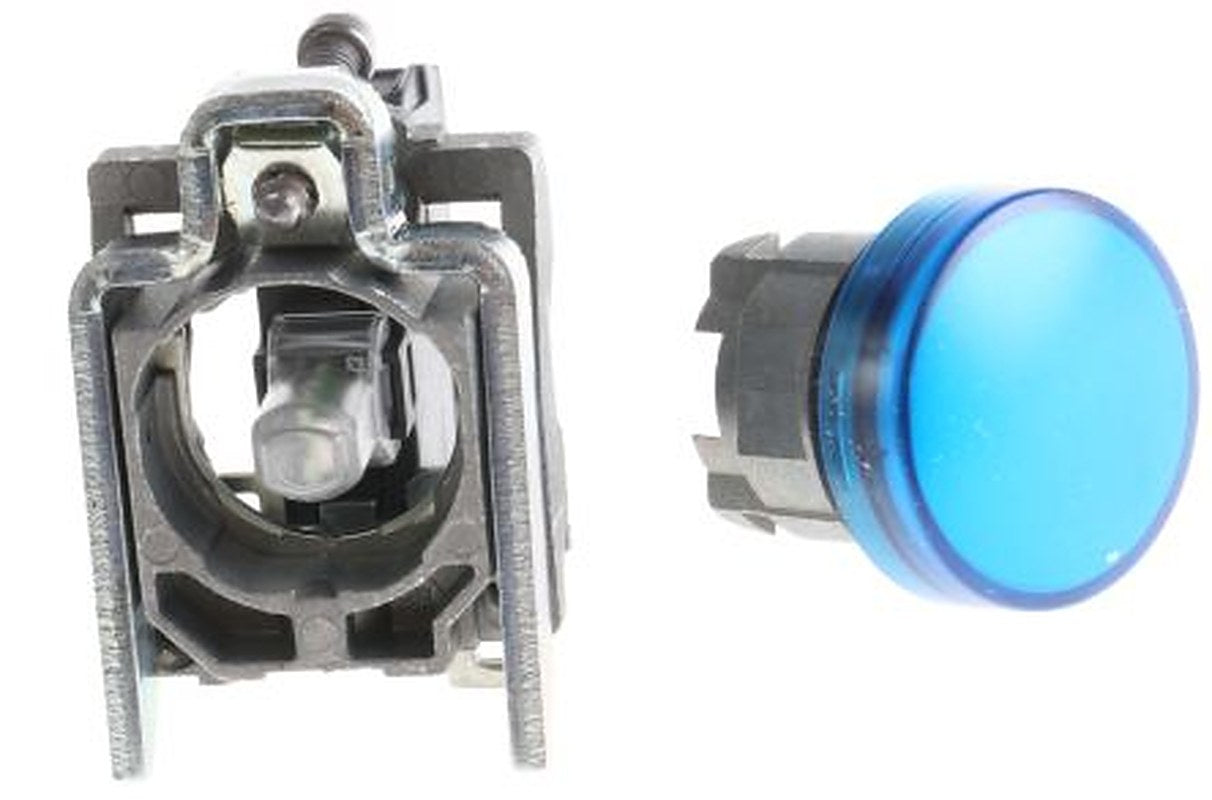 Schneider Electric, Harmony XB4, Panel Mount Blue LED Pilot Light, 22 mm Cutout, IP66, IP67, IP69K, Round, 24V ac/dc