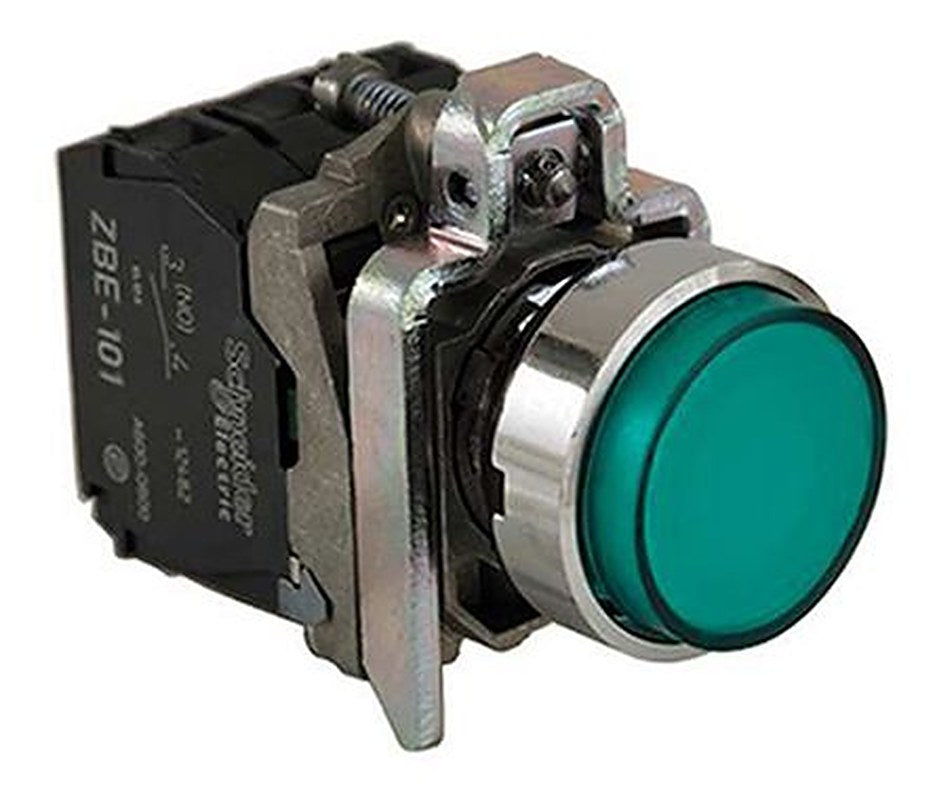 Schneider Electric Harmony XB4 Series Illuminated Push Button Switch, Spring Return, Panel, 22 mm Cutout, SPDT, Green