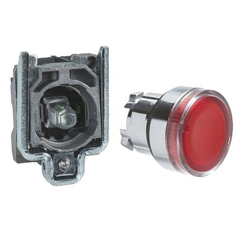 Schneider Electric Harmony XB4 Series Illuminated Push Button Switch, Spring Return, Panel, 22.5 mm Cutout, 1 NO, Red