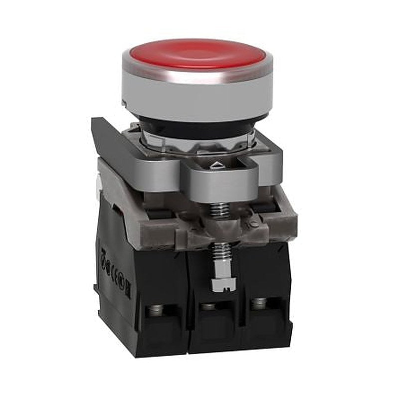 Schneider Electric Harmony Series Illuminated Push Button Switch, Spring Return, 22 mm Cutout, SPDT, Red LED 120 V ac
