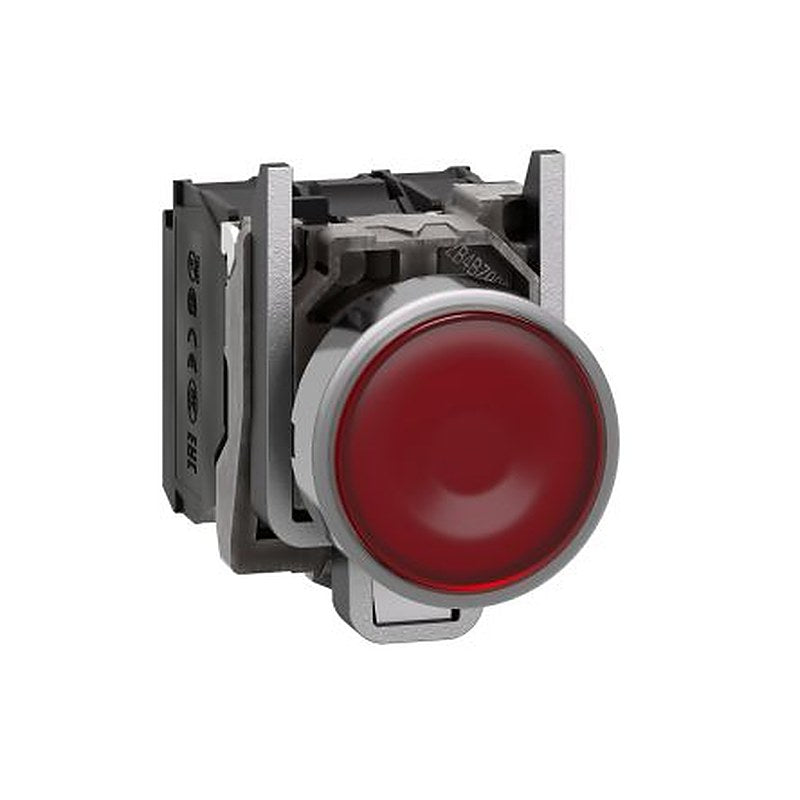 Schneider Electric Harmony XB4 Series Illuminated Push Button Switch, Spring Return, Panel, 22 mm Cutout, SPDT, Red LED,