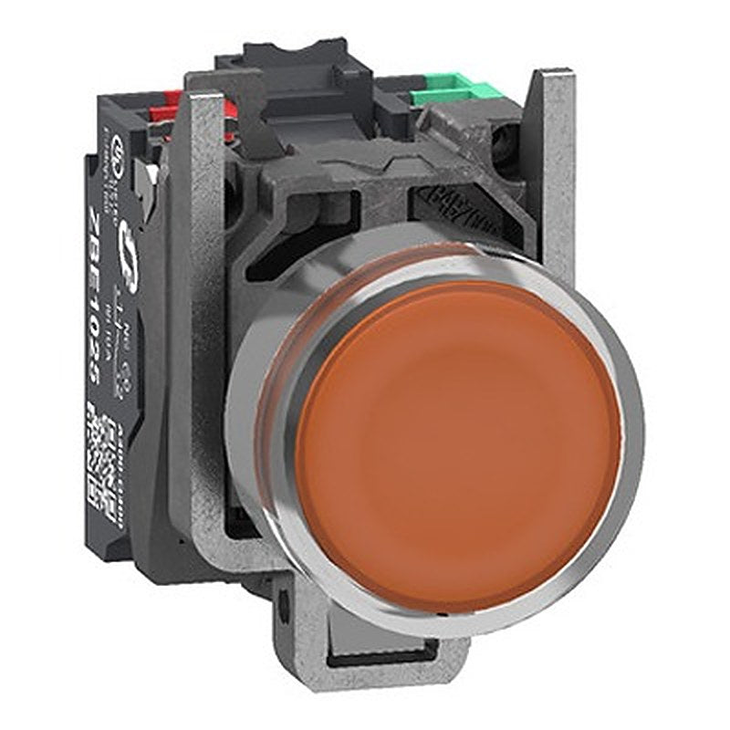 Schneider Electric Harmony XB4 Series Illuminated Illuminated Push Button, Panel Mount, 22.5 mm Cutout Orange, 1 NO/1