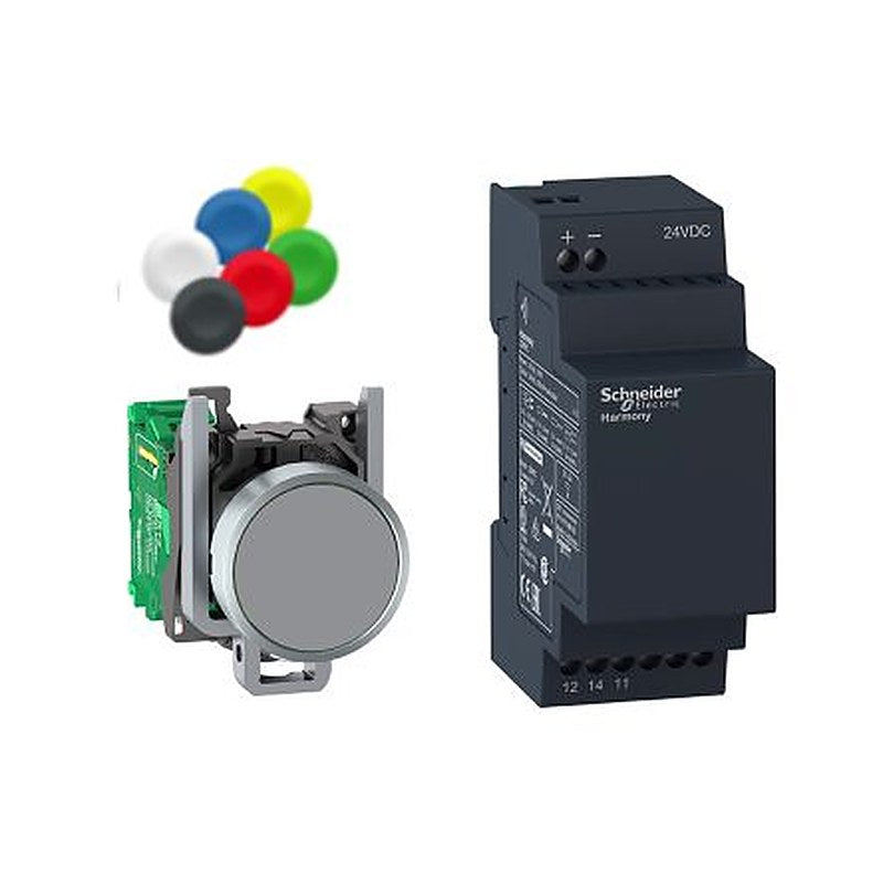 Schneider Electric Harmony XB5R Series Push Button Switch, Panel, 22.3 mm Cutout, 24 V dc 240 V ac