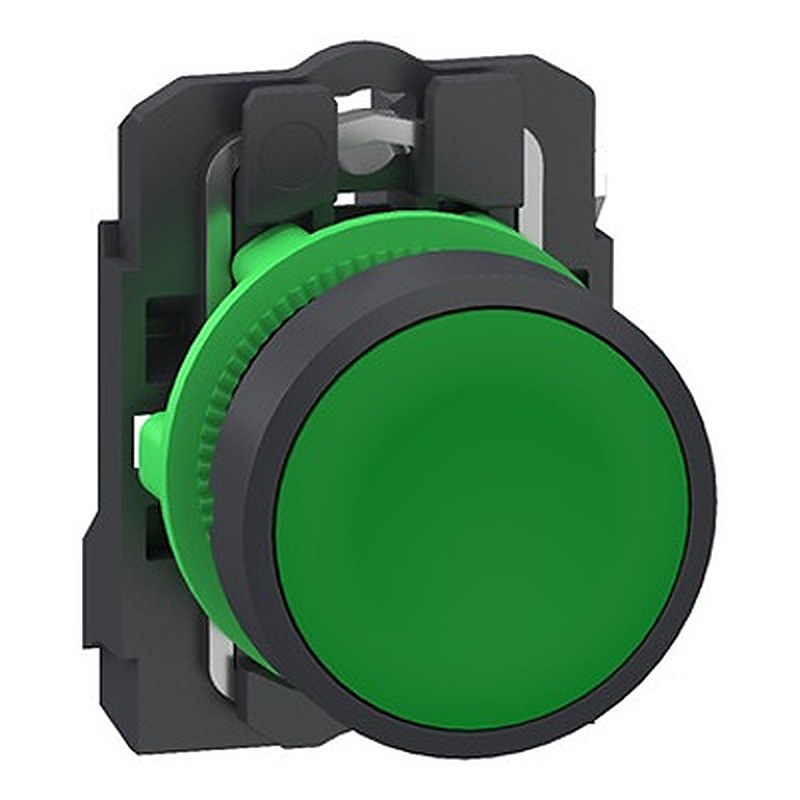 Schneider Electric Harmony XB5 Series Pushbutton, Panel Mount, 22.5 mm Cutout Green, 1 NO, IP66, IP67, IP69, IP69K