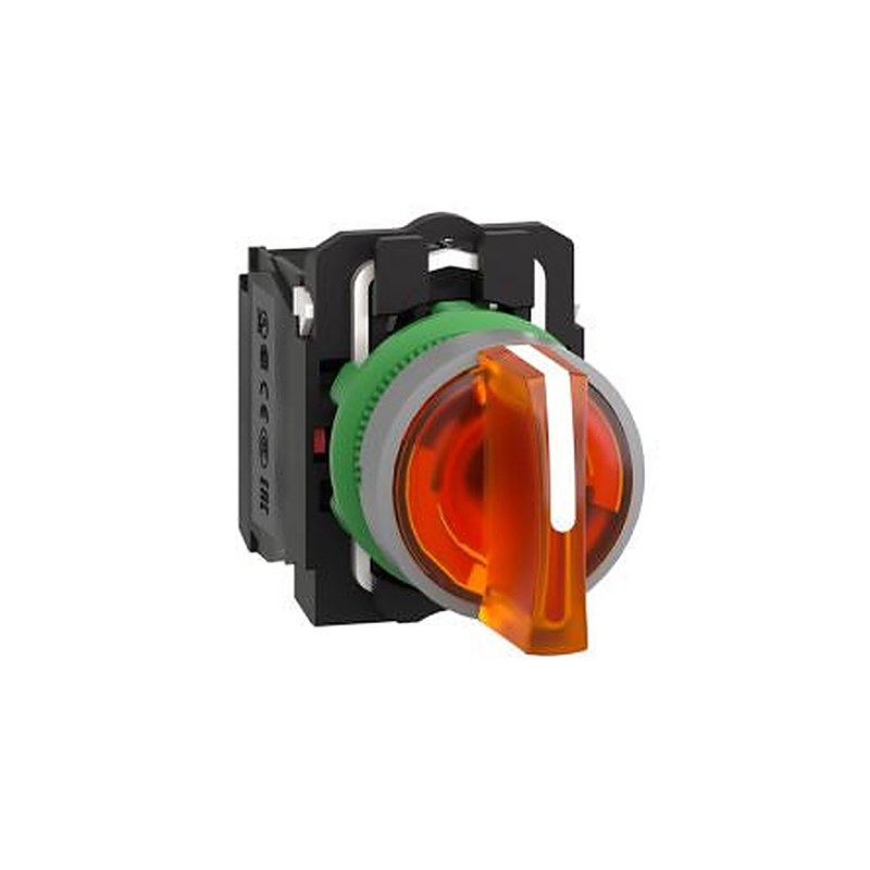 Schneider Electric Handle Selector Switch - (1 NO/1 NC) 22 mm Cutout Diameter Illuminated 3 Positions
