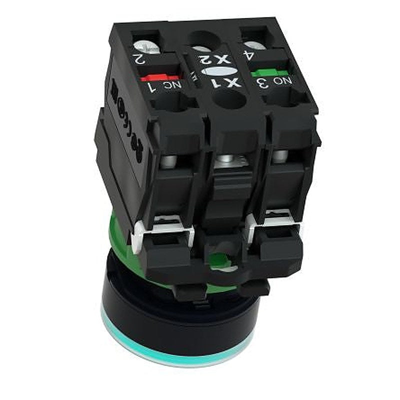 Schneider Electric Harmony Series Illuminated Push Button Switch, Screw Clamp, 22 mm Cutout Green, SPDT, IP66, IP67,