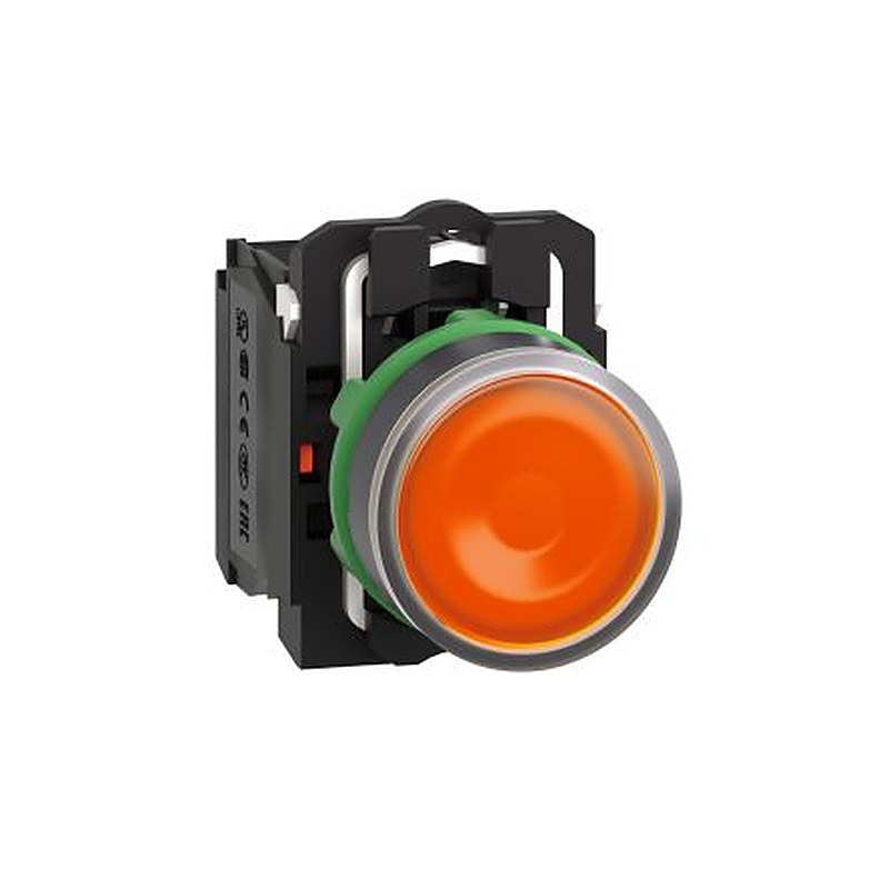 Schneider Electric Harmony XB5 Series Illuminated Push Button Switch, Spring Return, Panel Mount, 22 mm Cutout, SPDT,