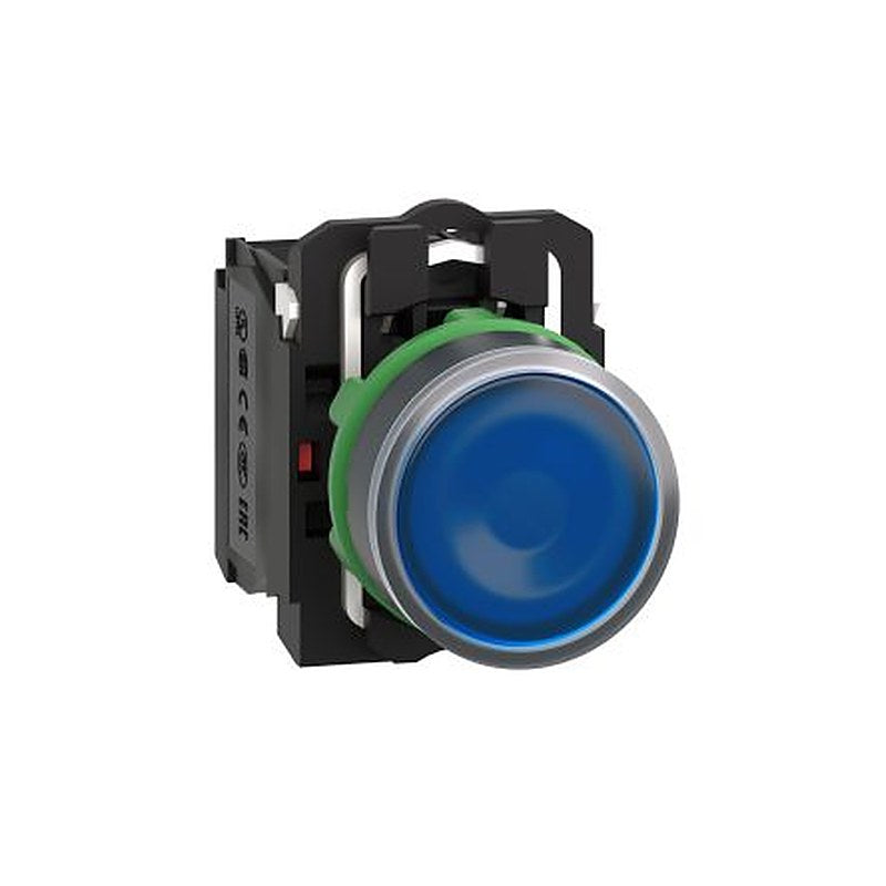 Schneider Electric Harmony XB5 Series Illuminated Push Button Switch, Slide, 22 mm Cutout, SPDT, Blue LED, IP66, IP67,