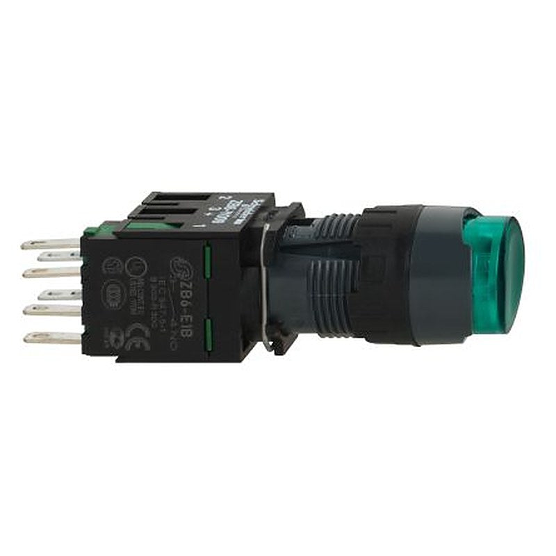 Schneider Electric Harmony Series Illuminated Push Button Switch, Spring Return, Panel, 16 mm Cutout, SPDT, Green LED,