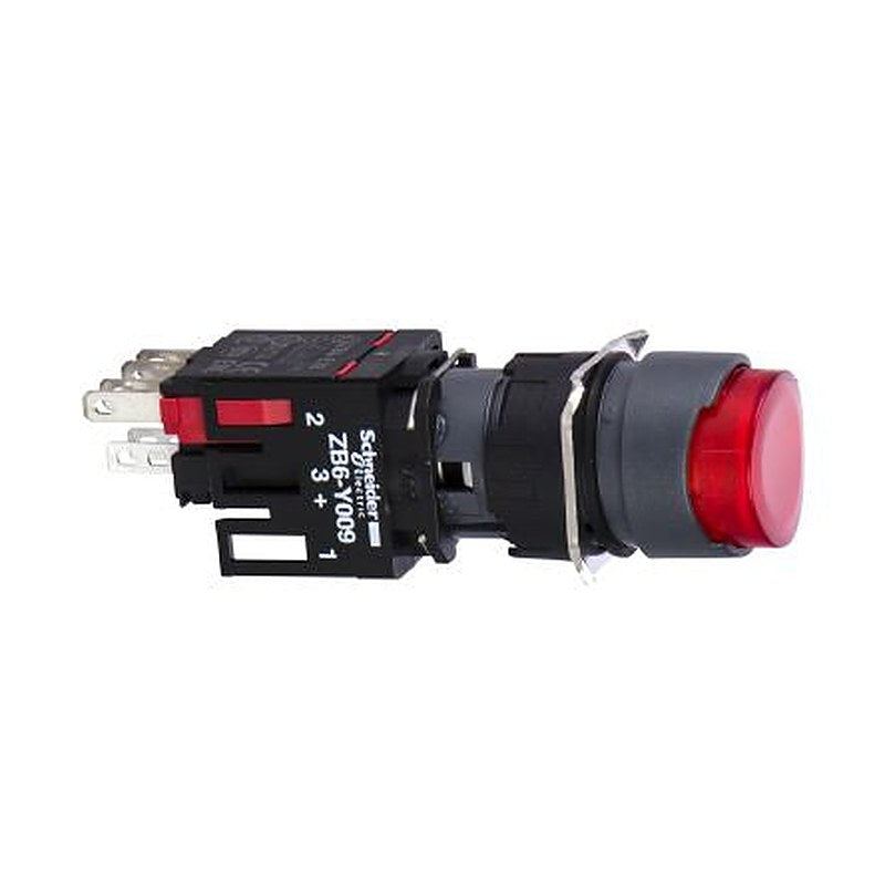 Schneider Electric Harmony Series Illuminated Push Button Switch, Spring Return, Panel, 16 mm Cutout, SPST, Red LED,
