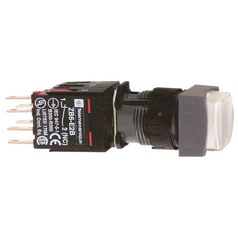 Schneider Electric Harmony Series Illuminated Push Button Switch, Spring Return, Panel, 16 mm Cutout, SPDT, White LED,