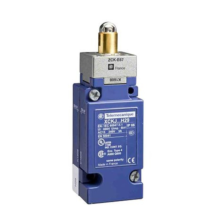 Telemecanique Sensors XCKJ Series Roller Plunger Limit Switch, DPST, IP66, Zinc Zamak Alloy Housing, 3V ac, 50A