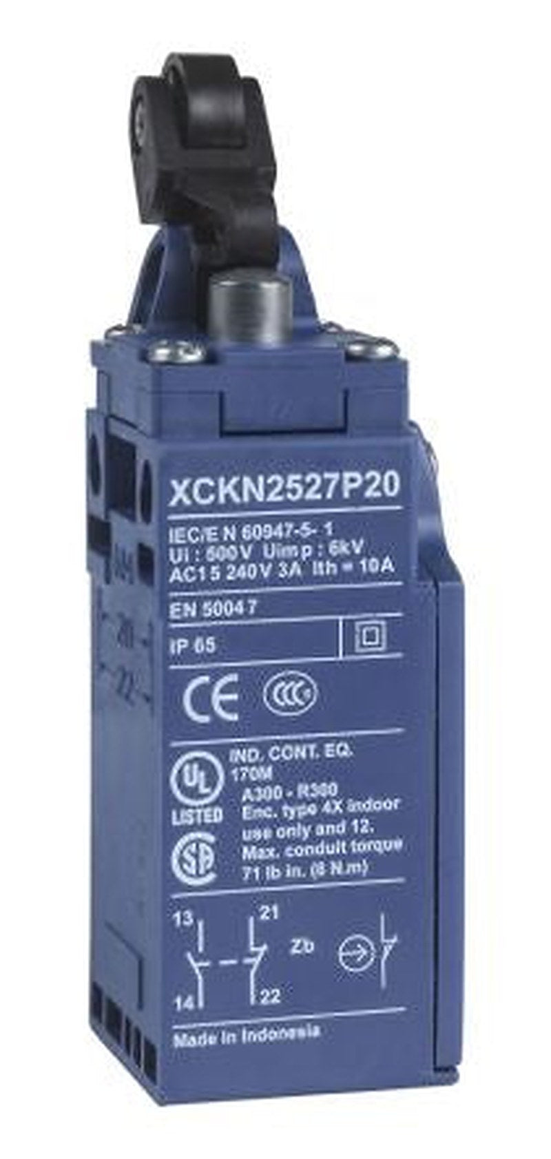 Telemecanique Sensors OsiSense XC Series Roller Plunger Limit Switch, 1 NO/1 NC, IP67, IP66, Plastic Housing, 240V ac,