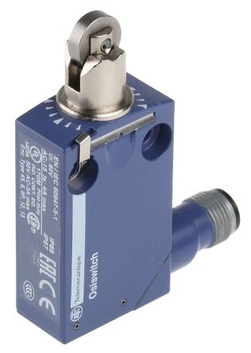Telemecanique Sensors XCMD Series Roller Plunger Limit Switch, 1 NO/1 NC, IP66, IP67, IP68, Zamak Housing, 50V ac, 3A