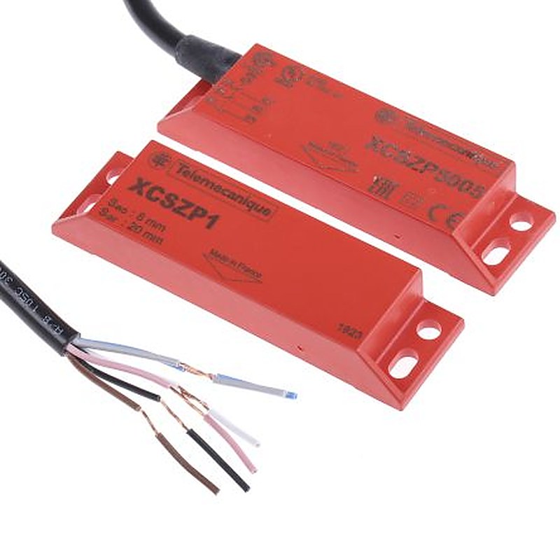 Telemecanique Sensors XCS-DMP Series Magnetic Non-Contact Safety Switch, Plastic Housing, 100V dc, 2 NO, 5 m Cable
