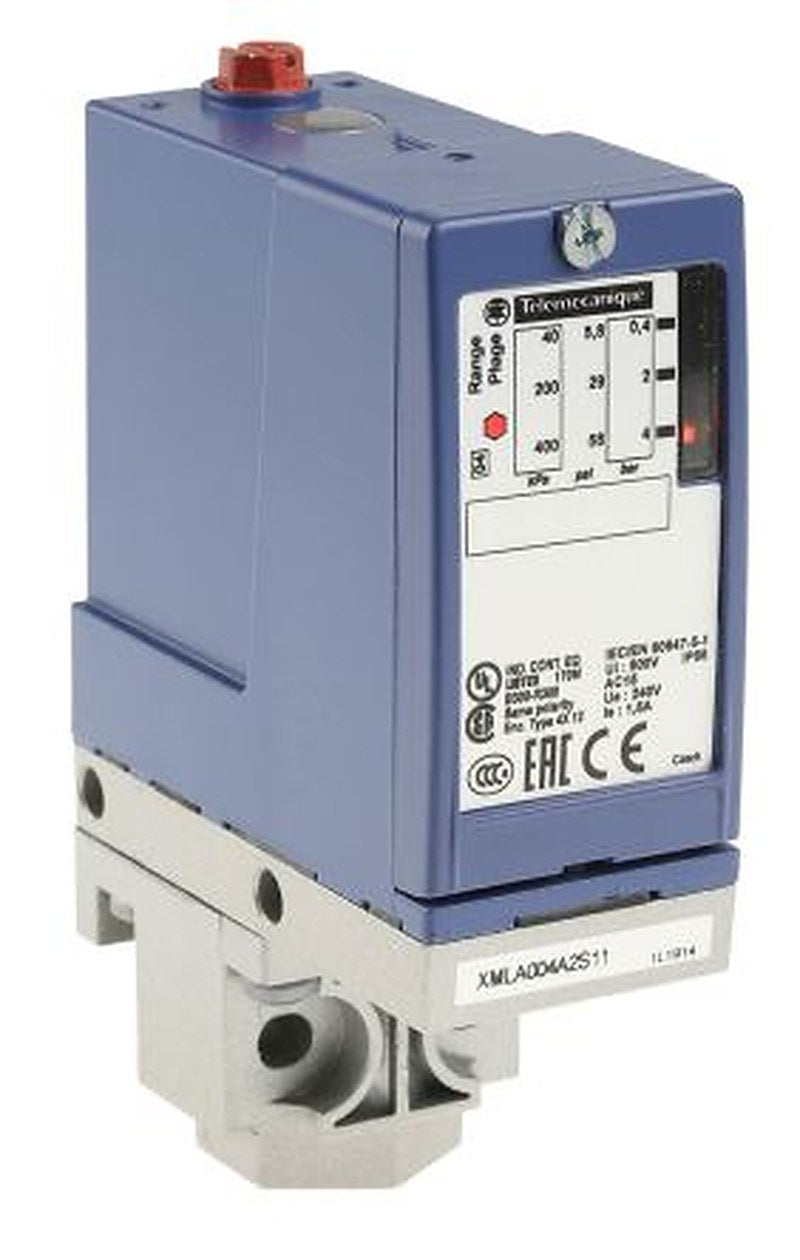 Telemecanique Sensors XMLA Series Pressure Sensor, Relay Output 0.4 bar 4 bar, Differential Reading