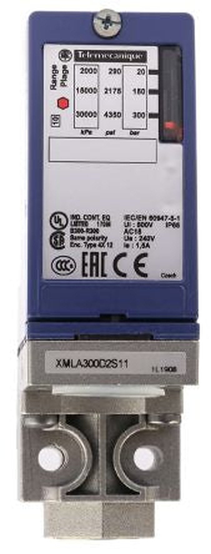 Telemecanique Sensors XMLA Series Pressure Sensor, Relay Output 20 bar 300 bar, Differential Reading