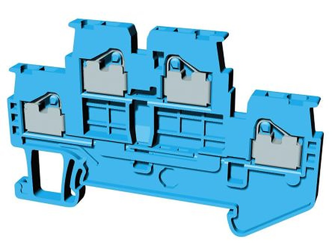 Omron XW5T-P1.5-1.1-2BL XW5T Series Non-Fuse DIN Rail Terminal Blue, 1.5mm², 2-Level, Push-in