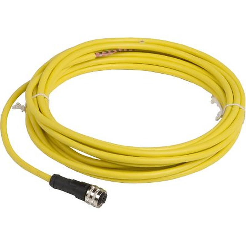Telemecanique Sensors Female 3 way 1/2 In Circular, Straight to Unterminated Sensor Actuator Cable, 5 m