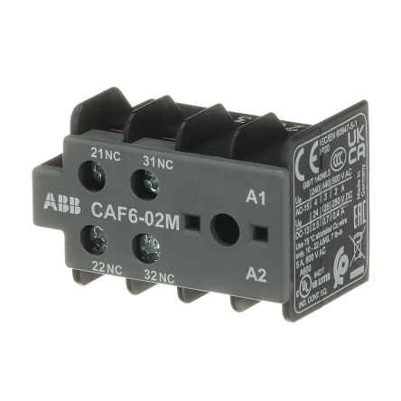 ABB Auxiliary Contact, 2 Contact, 2 NC, CAF6-02M, Front, 6 A, 250.69kV, GJL1201330R0011 CAF6-02M