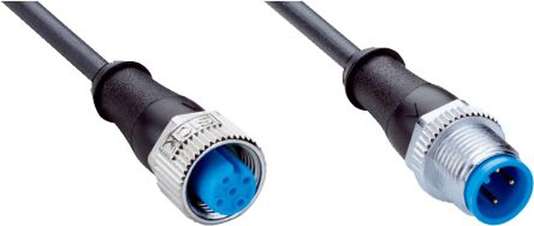 SICK Female 3 way M12, Straight to Male 3 way M12, Straight Connector Cable, 1 m
