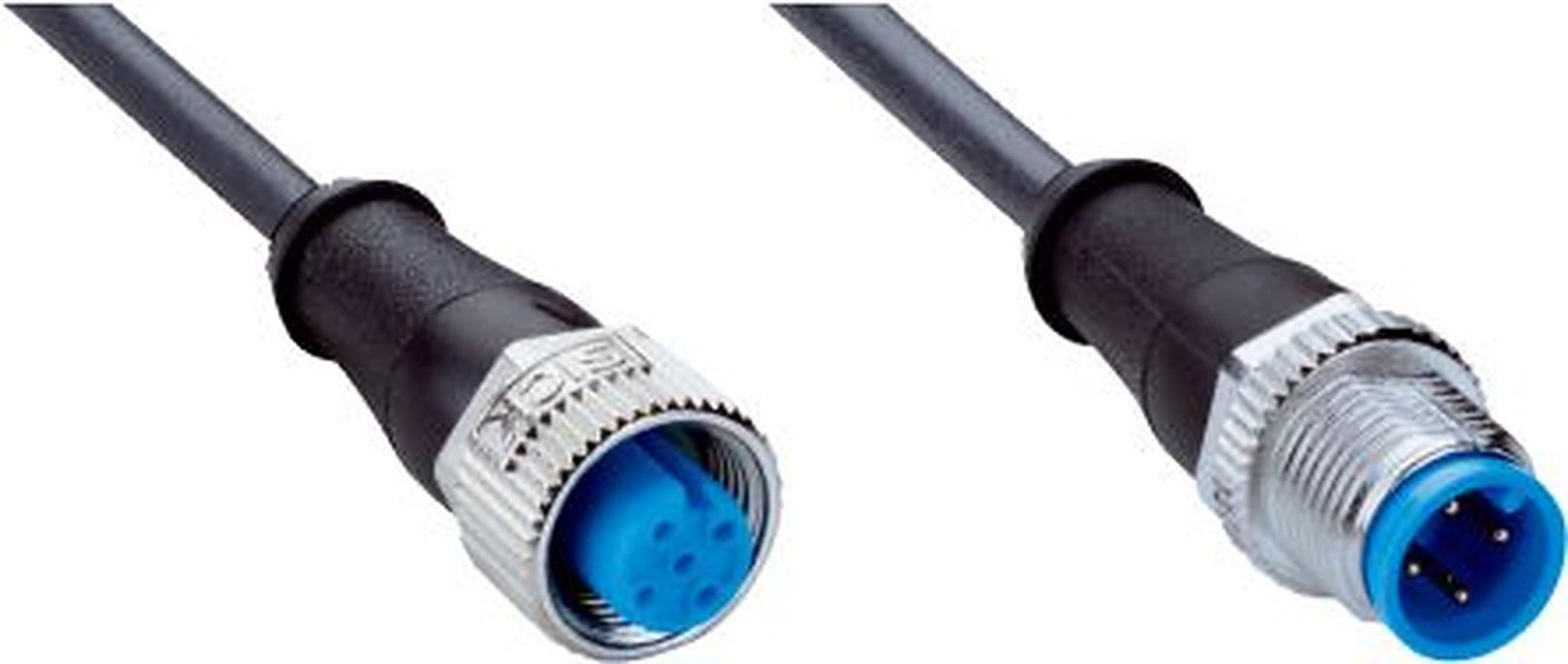 SICK Female 5 way M12, Straight to Male 4 way M12, Straight Connector Cable, 200 mm